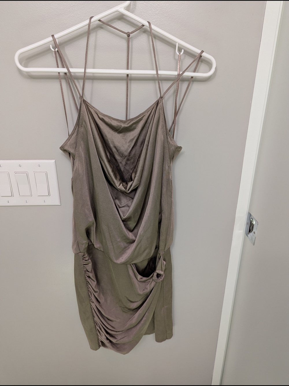 Guess Taupe Spaghetti Strap Mini Dress